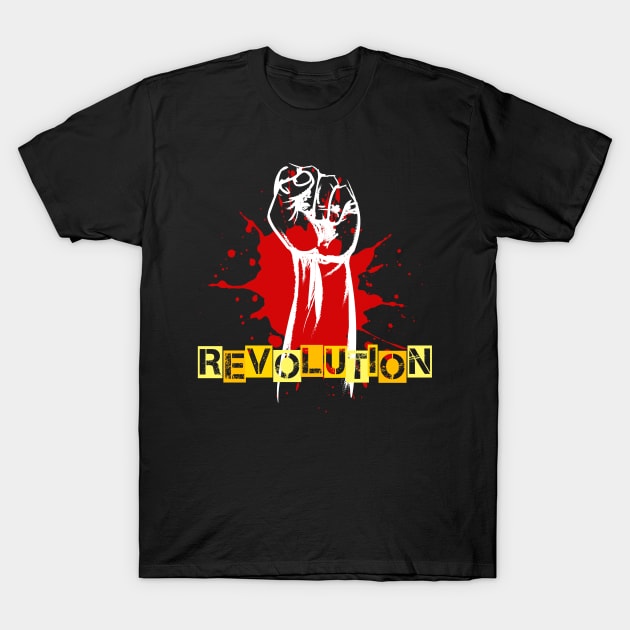 Revolution Raised Fist T-Shirt by VintageArtwork